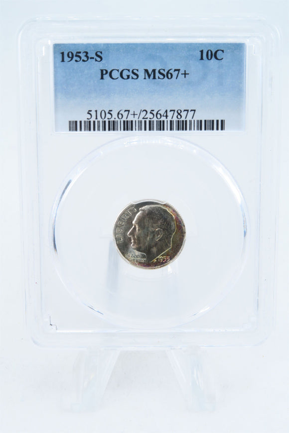 1953-S PCGS MS67+ Roosevelt Dime Business Strike 10C
