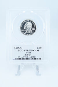 2007-S PCGS PR70DCAM Silver Utah State Quarter Proof 25C