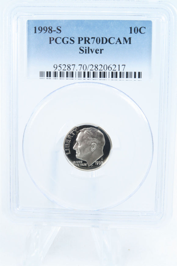 1998-S PCGS PR70DCAM Silver Roosevelt Dime Proof 10C