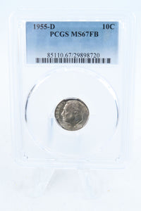 1955-D PCGS MS67FB Roosevelt Dime Business Strike 10C