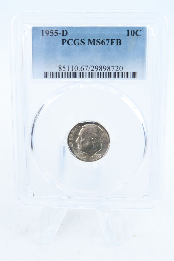 1955-D PCGS MS67FB Roosevelt Dime Business Strike 10C
