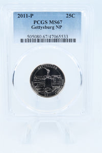 2011-P PCGS MS67 Gettysburg NP Quarter Business Strike 25C