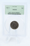 1911-P PCGS MS64 Liberty Nickel Business Strike 5C