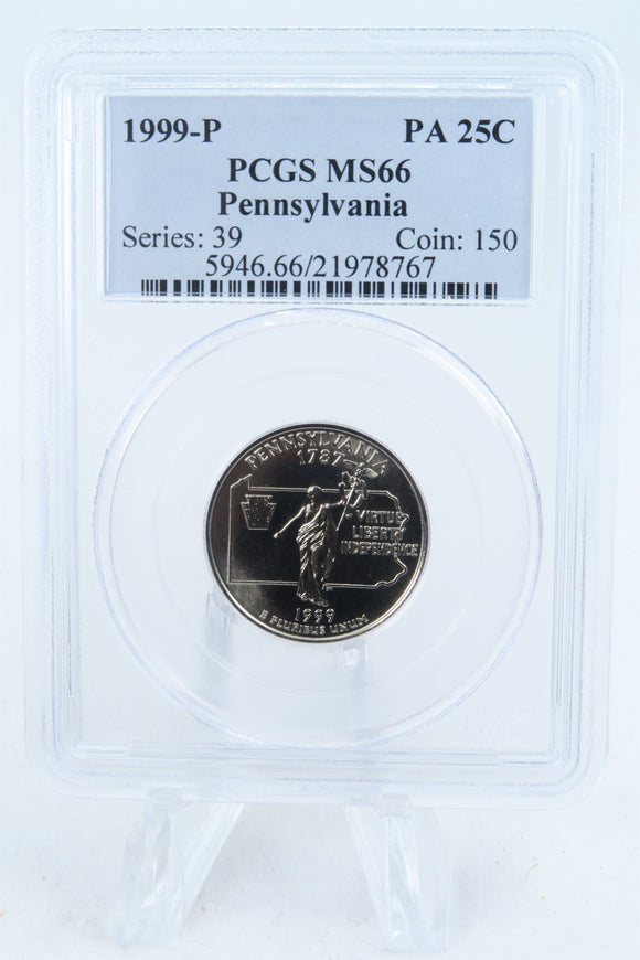 1999-P PCGS MS66 Pennsylvania State Quarter Business Strike 25C