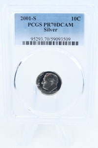 2001-S PCGS PR70DCAM Silver Roosevelt Dime Proof 10C