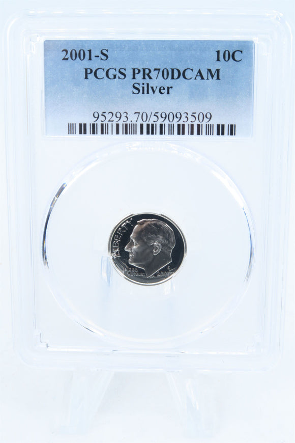 2001-S PCGS PR70DCAM Silver Roosevelt Dime Proof 10C