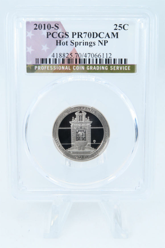 2010-S PCGS PR70DCAM Hot Springs NP Quarter Proof 25C