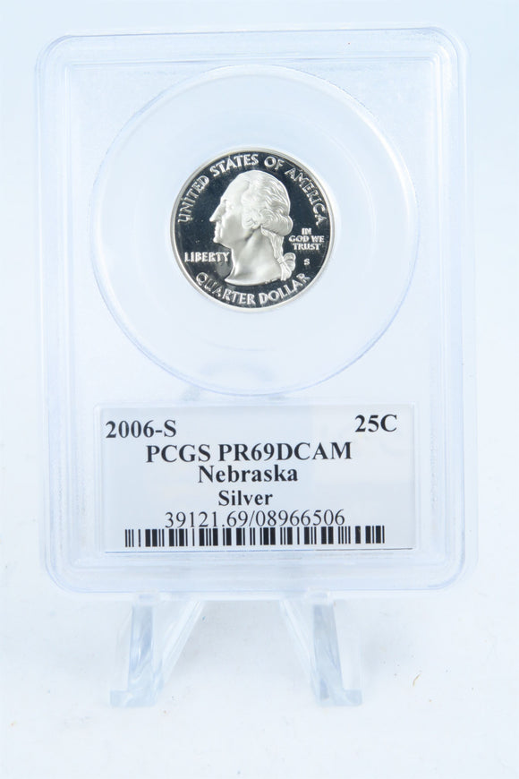 2006-S PCGS PR69DCAM Silver Nebraska State Quarter Proof 25C