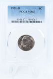 1951-D PCGS MS67 Jefferson Nickel Business Strike 5C