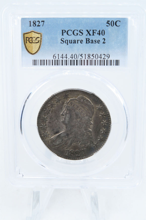 1827-P PCGS XF40 Square Base 2 Capped Bust Half Dollar Business Strike 50C