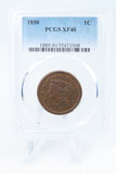 1850-P PCGS XF40BN Braided Hair Cent Business Strike 1C