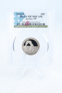 2014-S PCGS PR70DCAM Arches NP Quarter Proof 25C