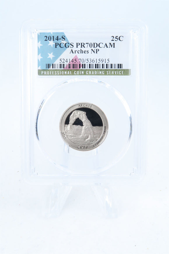 2014-S PCGS PR70DCAM Arches NP Quarter Proof 25C