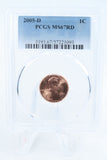 2005-D PCGS MS67RD Lincoln Memorial Cent Business Strike 1C