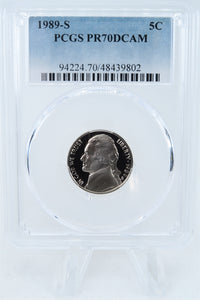 1989-S PCGS PR70DCAM Jefferson Nickel Proof 5C