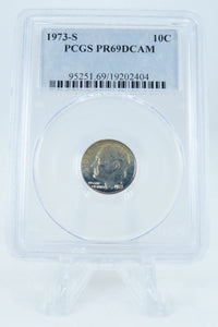 1973-S PCGS PR69DCAM Roosevelt Dime Proof 10C *Toning