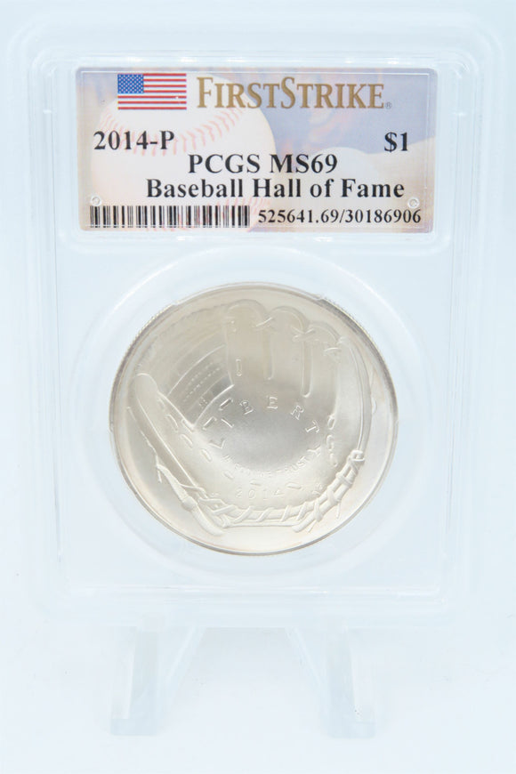 2014-P PCGS MS69 Baseball Hall Of Fame Silver Modern Commemorative Dollar