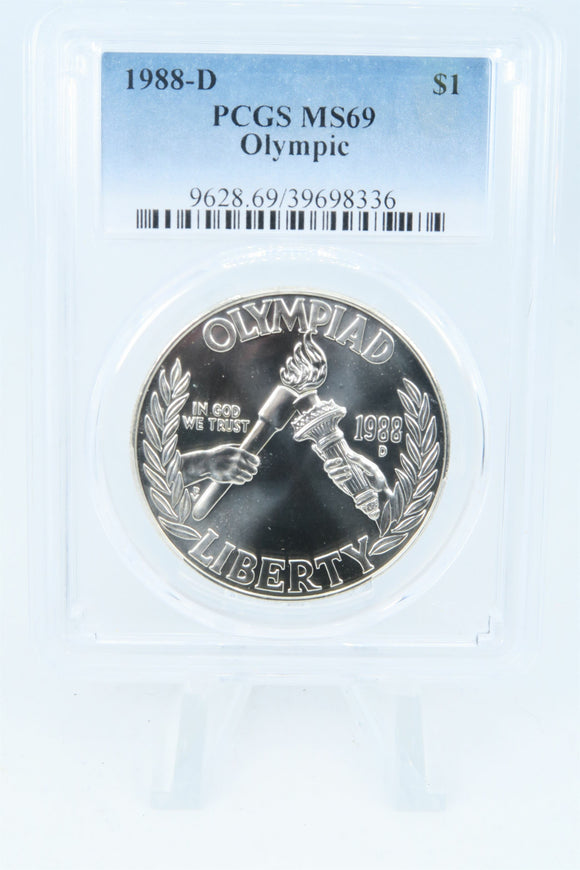 1988-D PCGS MS69 Olympic Silver Silver Modern Commemorative Dollar