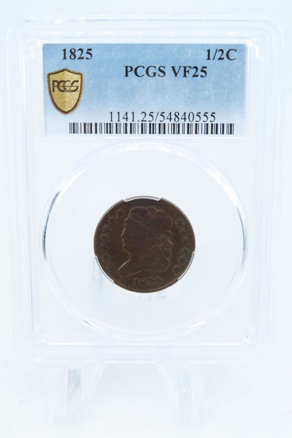 1825-P PCGS VF25BN Classic Head Half Cent Business Strike
