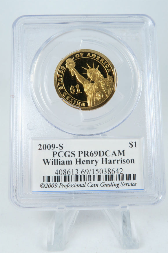 2009-S PCGS PR69DCAM William Henry Harrison Proof Presidential Dollar