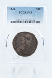 1822-P PCGS F15 Capped Bust Half Dollar Business Strike 50C