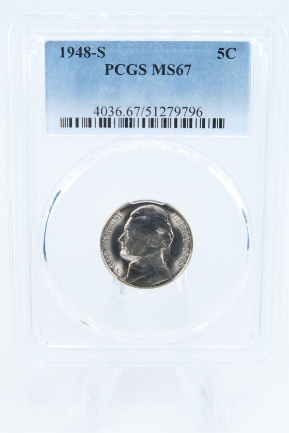 1948-S PCGS MS67 Jefferson Nickel Business Strike 5C