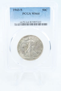 1943-S PCGS MS64 Walking Liberty Half Dollar Business Strike 50C