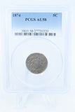 1874-P PCGS AU58 Shield Nickel Business Strike 5C