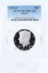 2016-S PCGS PR70DCAM Silver Kennedy Half Dollar Proof 50C