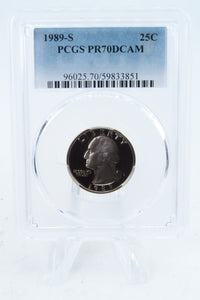 1989-S PCGS PR70DCAM Washington Quarter Proof 25C