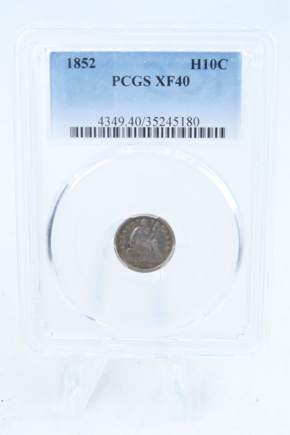 1852-P PCGS XF40 Seated Liberty Half Dime Business Strike H10C