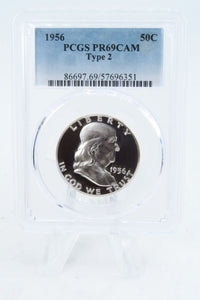 1956-P PCGS PR69CAM Type 2 Franklin Half Dollar Proof 50C