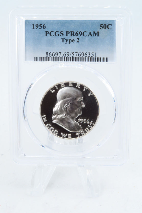 1956-P PCGS PR69CAM Type 2 Franklin Half Dollar Proof 50C