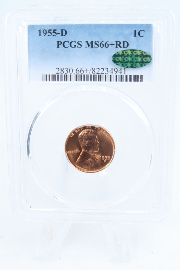 1955-D PCGS MS66+RD Lincoln Wheat Cent Business Strike 1C