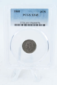 1868-P PCGS XF45 Three (3) Cent Nickel Business Strike 3CN
