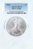 2014-P PCGS MS70 Silver Eagle Dollar Business Strike