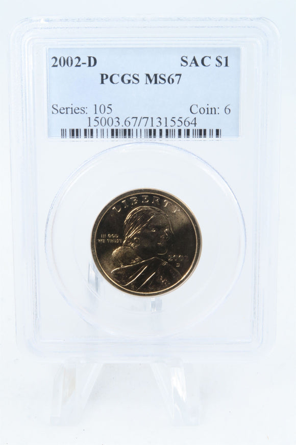 2002-D PCGS MS67 Sacagawea Dollar Business Strike