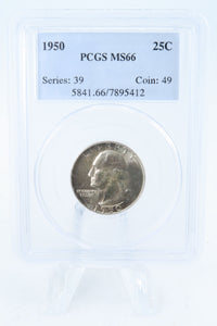 1950-P PCGS MS66 Washington Quarter Business Strike 25C
