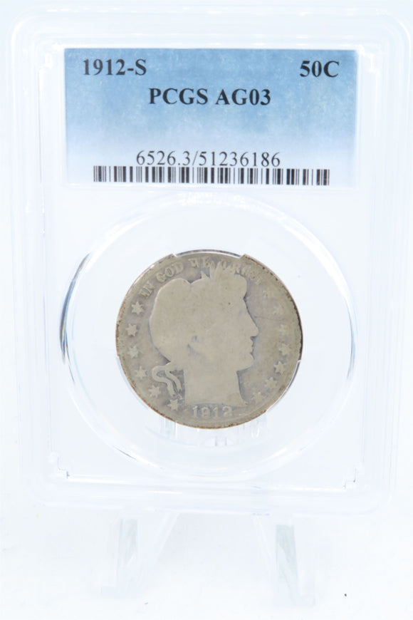 1912-S PCGS AG03 Barber Half Dollar Business Strike 50C
