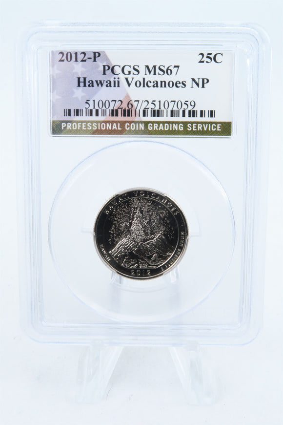 2012-P PCGS MS67 Hawaii Volcanoes NP Quarter Business Strike 25C