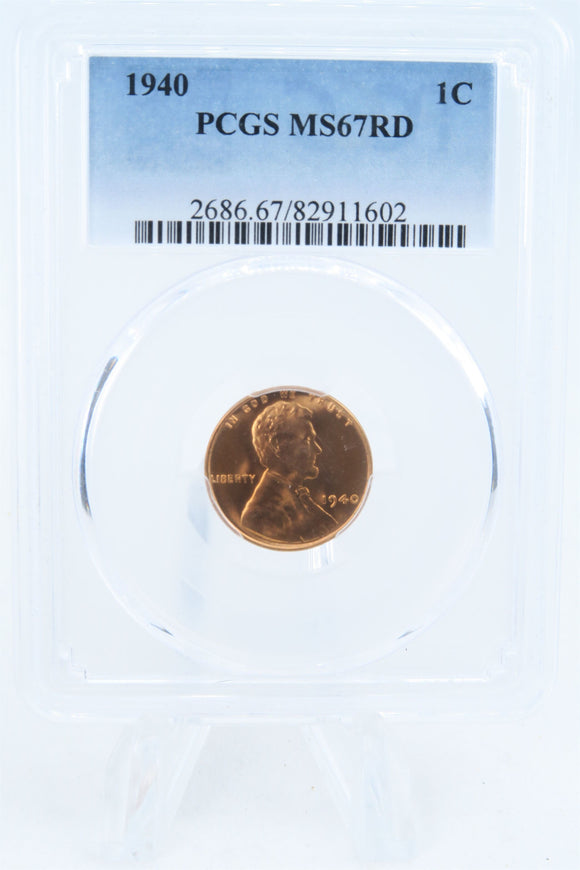 1940-P PCGS MS67RD Lincoln Wheat Cent Business Strike 1C