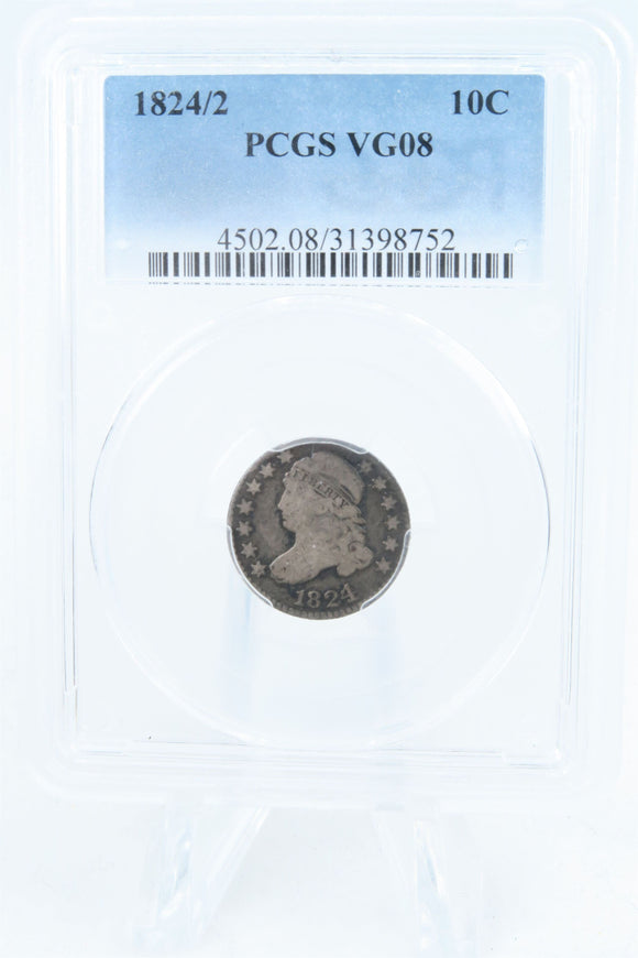 1824/2-P PCGS VG08 Capped Bust Dime Business Strike 10C