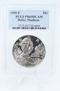 1999-P PCGS PR69DCAM Dolley Madison Silver Modern Commemorative Dollar Proof