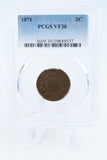 1871-P PCGS VF30BN Two (2) Cent Piece Business Strike 2C