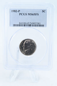 1982-P PCGS MS65FS Jefferson Nickel Full Steps Business Strike 5C