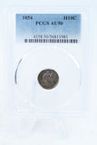 1854-P PCGS AU50 Arrows Seated Liberty Half Dime Business Strike H10C