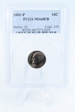 2001-P PCGS MS68FB Roosevelt Dime Business Strike 10C