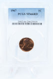 1967-P PCGS MS66RD Lincoln Memorial Cent Business Strike 1C