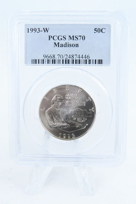 1993-W PCGS MS70 Madison Modern Commemorative Half Dollar 50C