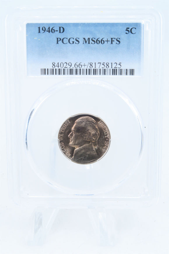 1946-D PCGS MS66+FS Jefferson Nickel Full Steps Business Strike 5C